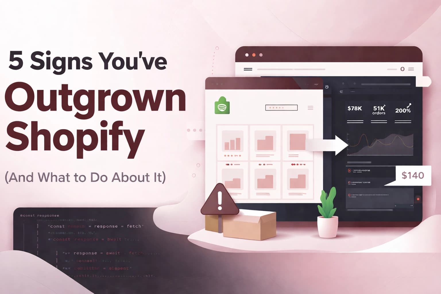 App fees stacking up? Hitting customization walls? Transaction fees eating your margins? Here are 5 signs you've outgrown Shopify and what to do next.